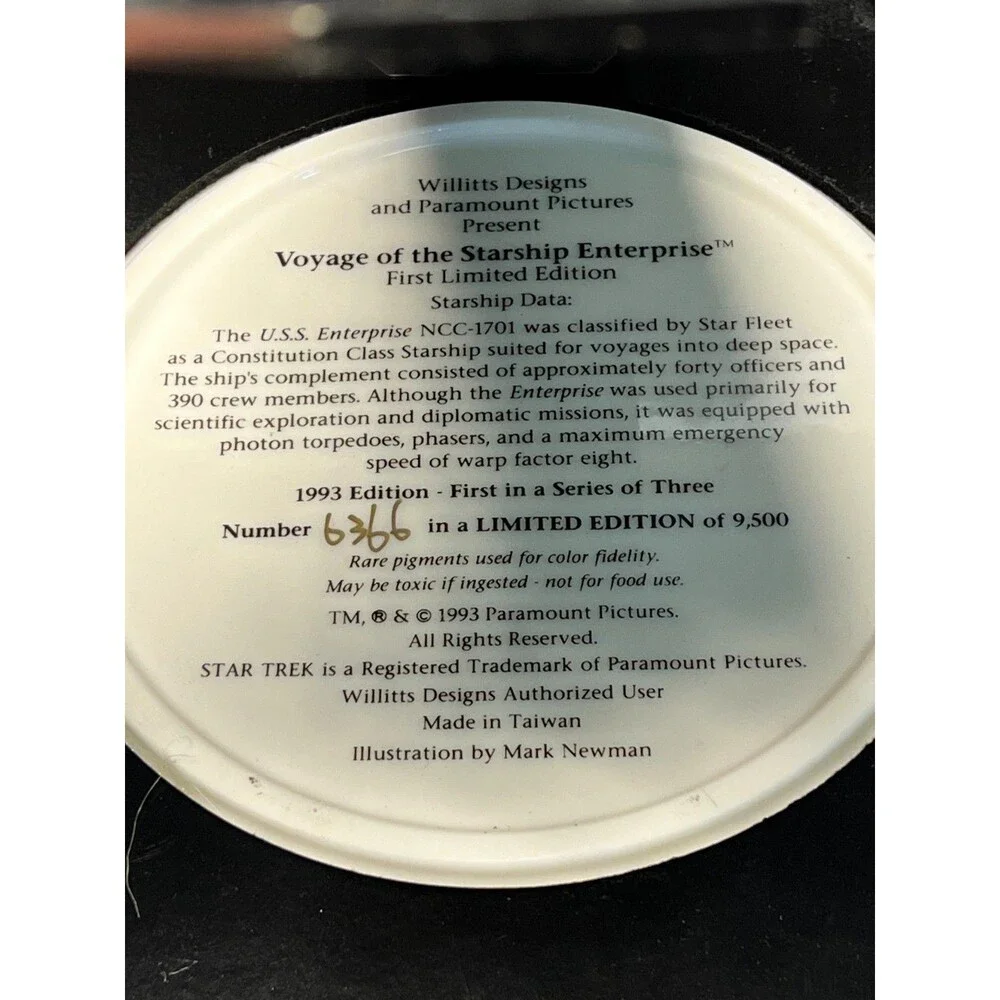 Star Trek Voyage of the Starship Porcelain Plaque